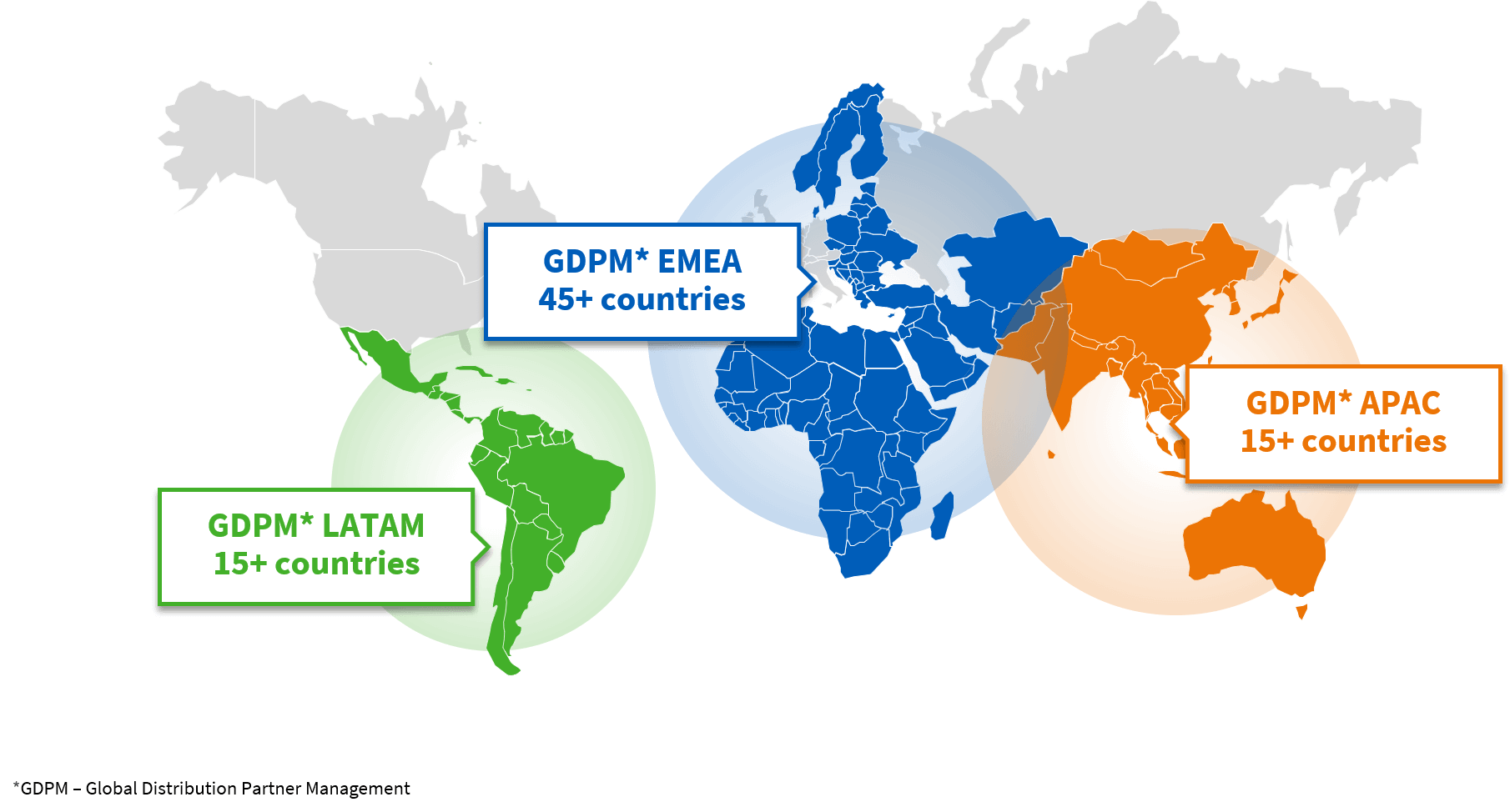 World map - overview global distribution partner management